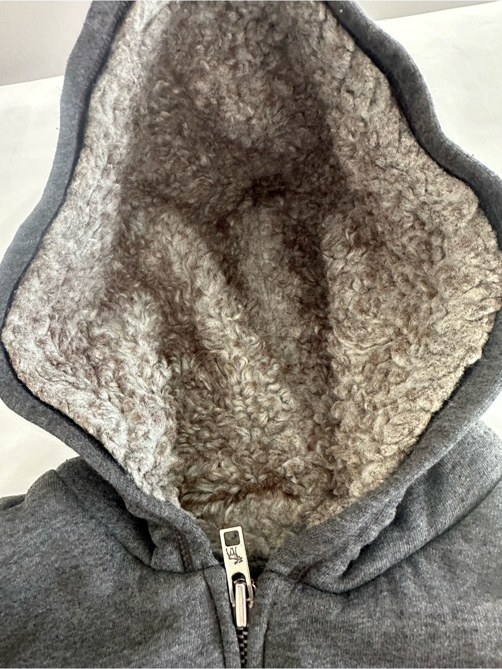 Y2K Abercrombie Sherpa-Lined Zip Hoodie in Charcoal Gray - Picture 4 of 6
